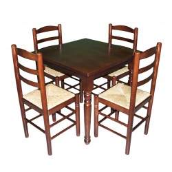 Conjunto mesa cuadrada y 4 sillas lisas