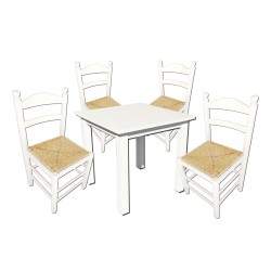 Conjunto mesa cuadrada y 4 sillas cocina